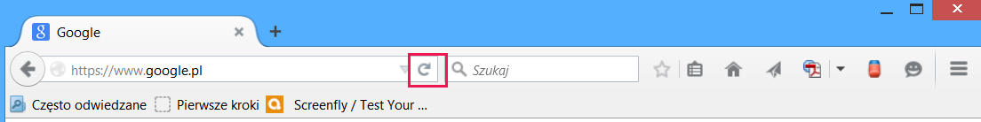 Przycisk "odśwież" w przeglądarce Firefox